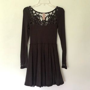 Free People Black Crochet Dress XS